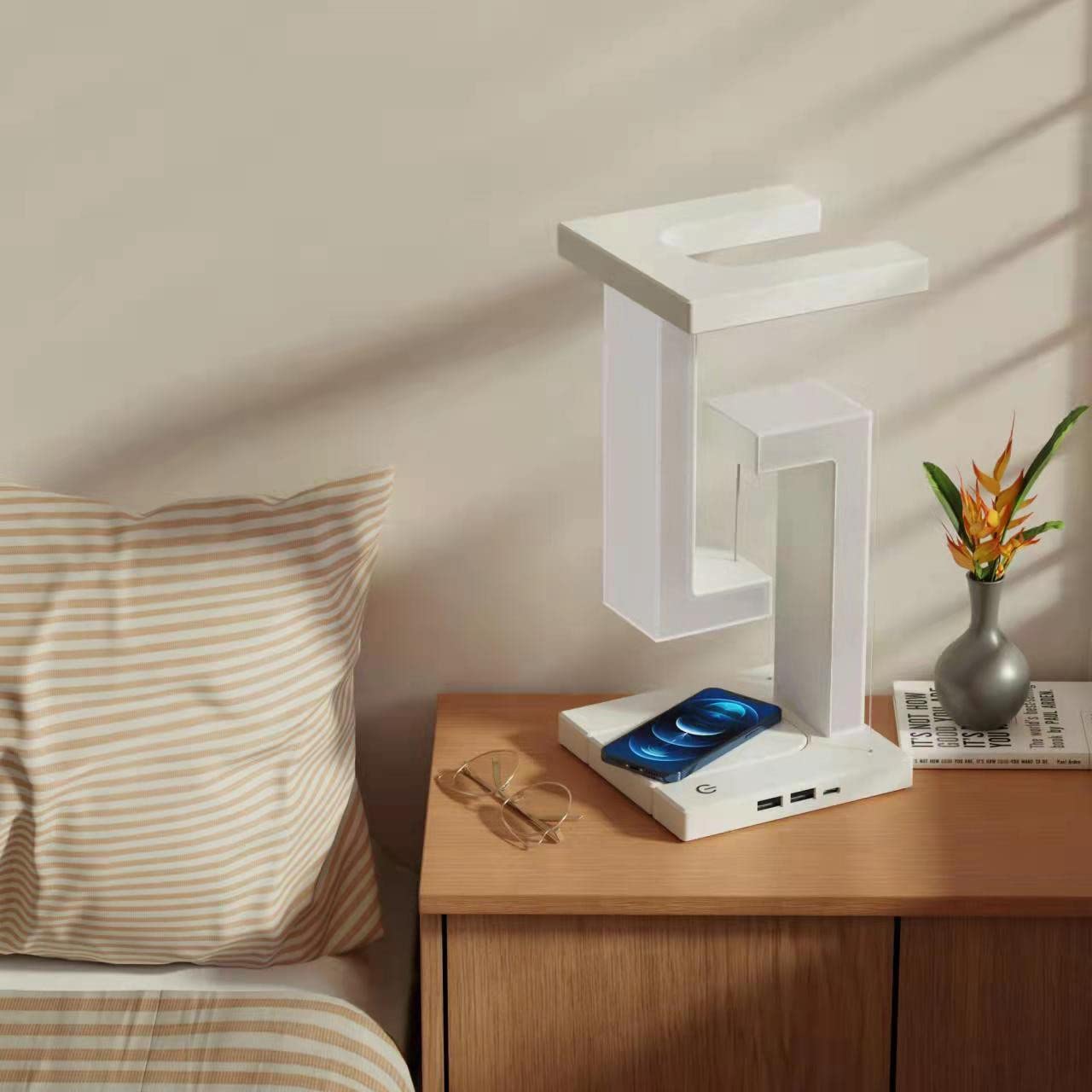 Creative Smartphone Wireless Charging Suspension Table Lamp Balance Lamp Floating For Home Bedroom - Samuyostore 