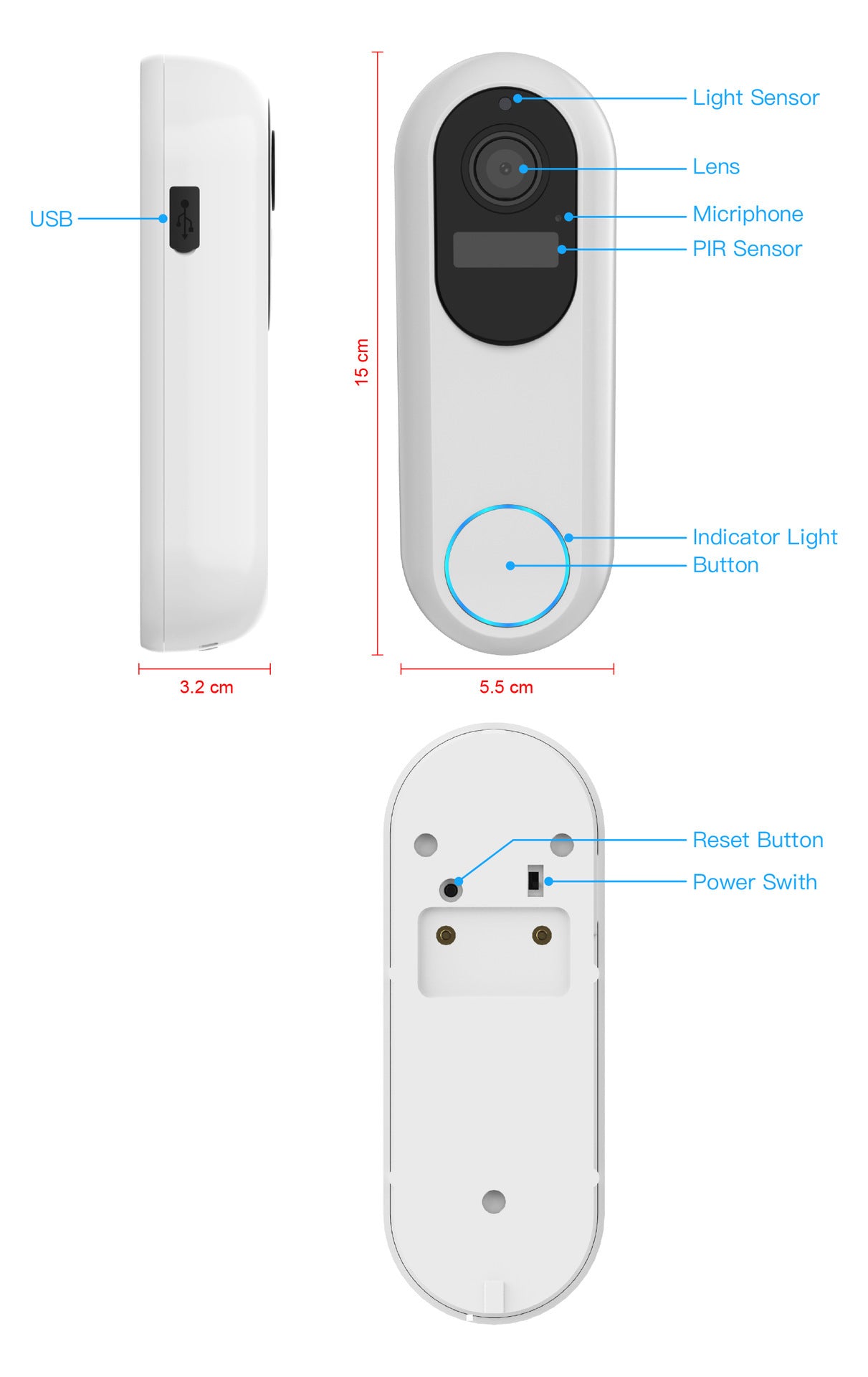Smart Visual Doorbell Monitoring Intercom Low Power Camera - Samuyostore 