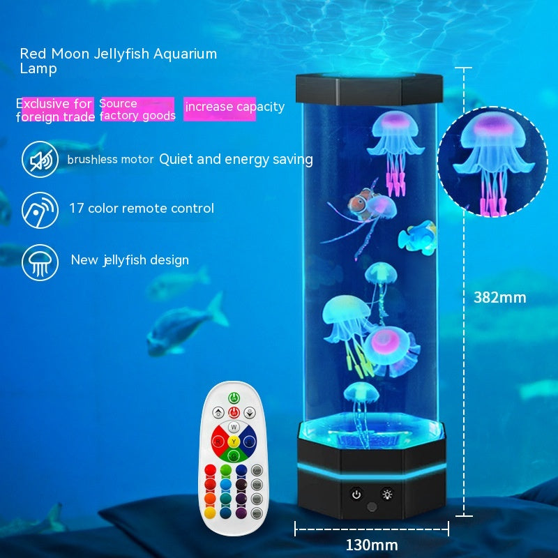 Jellyfish Lava Lamp 17 Colors Changing 15inch Jellyfish Lamp With Remote Control USB Plug-in Bubble Fish Lamp Kids Night Light Creative Projector Lamp Home Decor - Samuyostore 