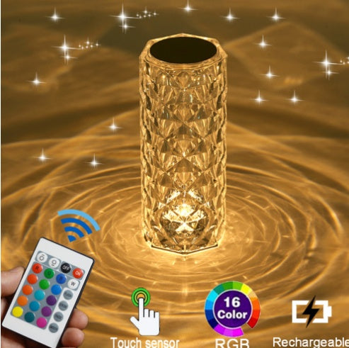 Creative Crystal Diamond Table Lamp Rechargeable Acrylic Bedroom Bedside - Samuyostore 