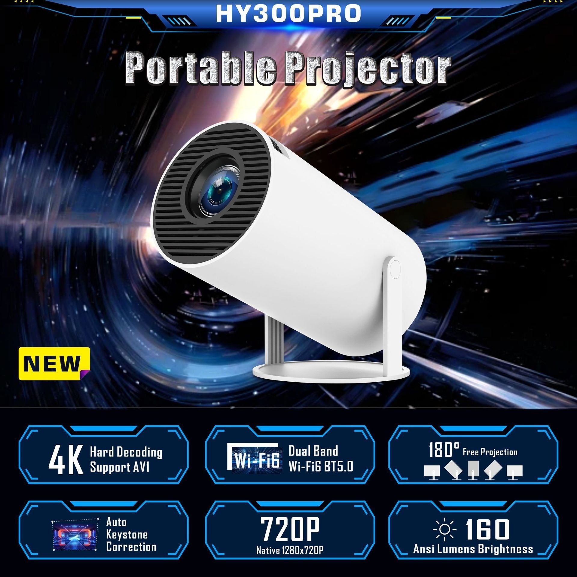 HY300 Pro Projector Home Theater Entertainment Portable Small Projector - Samuyostore 