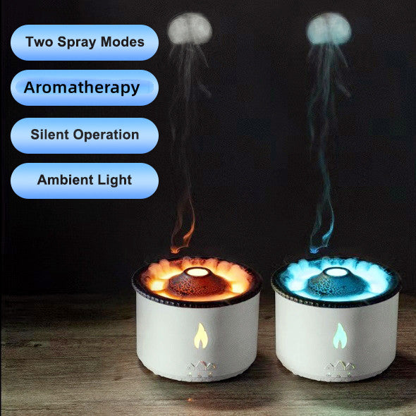 New Creative Ultrasonic Essential Oil Humidifier Volcano Aromatherapy Machine Spray Jellyfish Air Flame Humidifier Diffuser - Samuyostore 